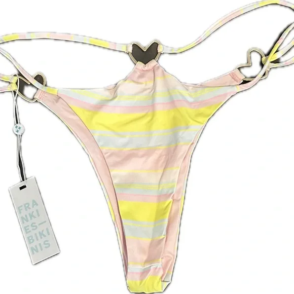 Frankie's Bikinis 2 Piece Pastel Striped Bikini SET - Picture 5 of 7